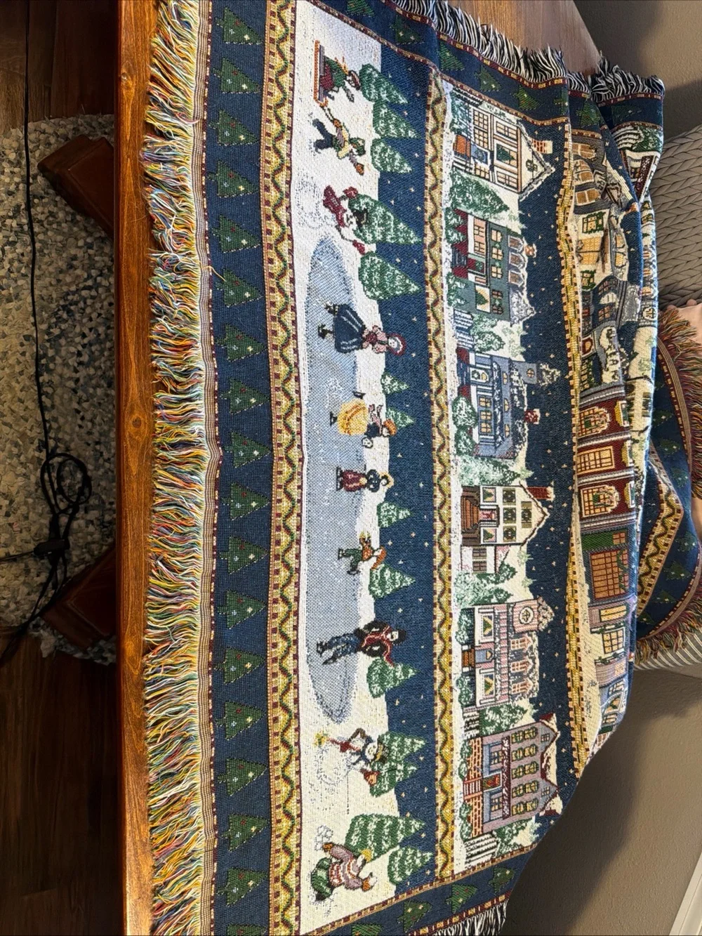 Vintage 1997 American Weavers Winter Scene Throw 48x60”